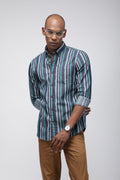 Bare Brown Multi Stripe Shirt Navy Blue