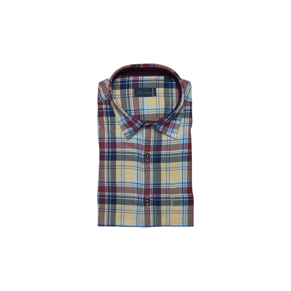 Bare Brown Yellow and Multi-Color Plaid Button-Down Shirt