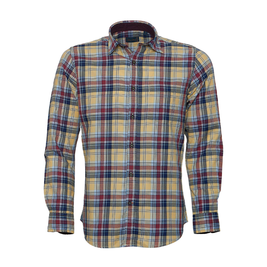 Bare Brown Yellow and Multi-Color Plaid Button-Down Shirt