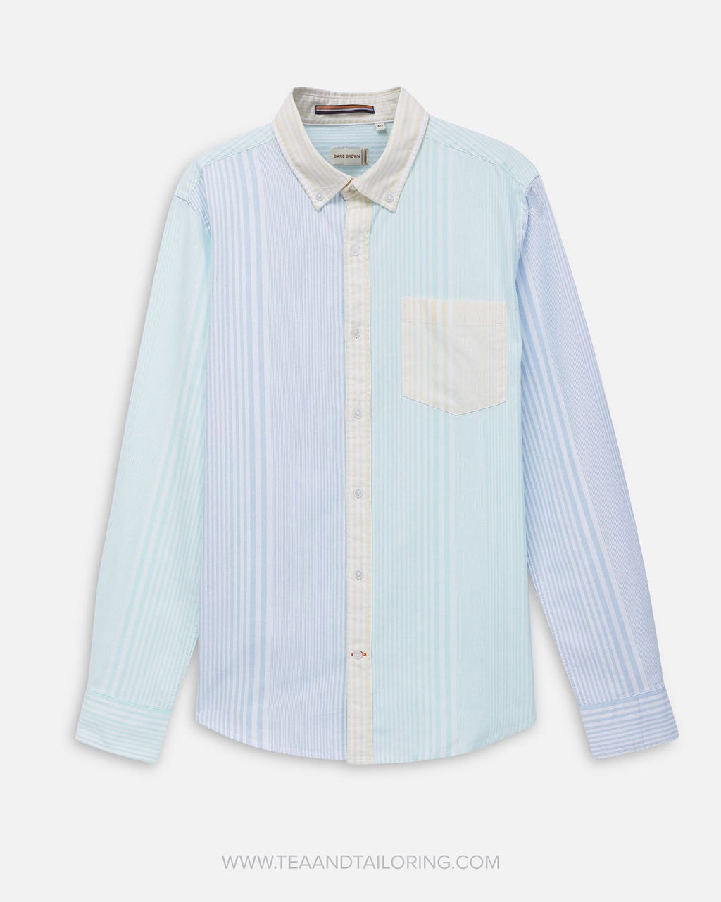 Bare Brown Light Green Stripe Cotton Shirt