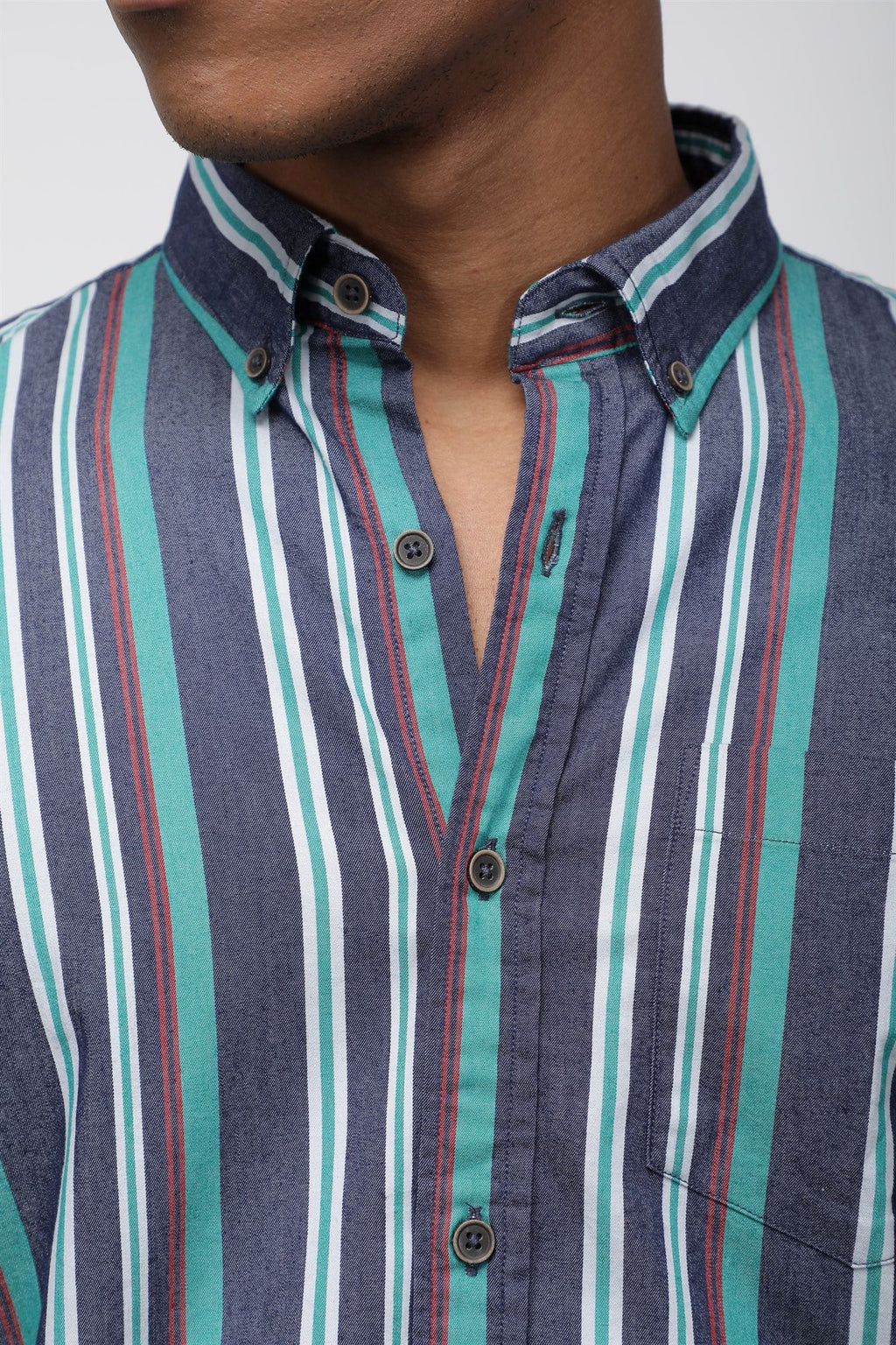 Bare Brown Multi Stripe Shirt Navy Blue