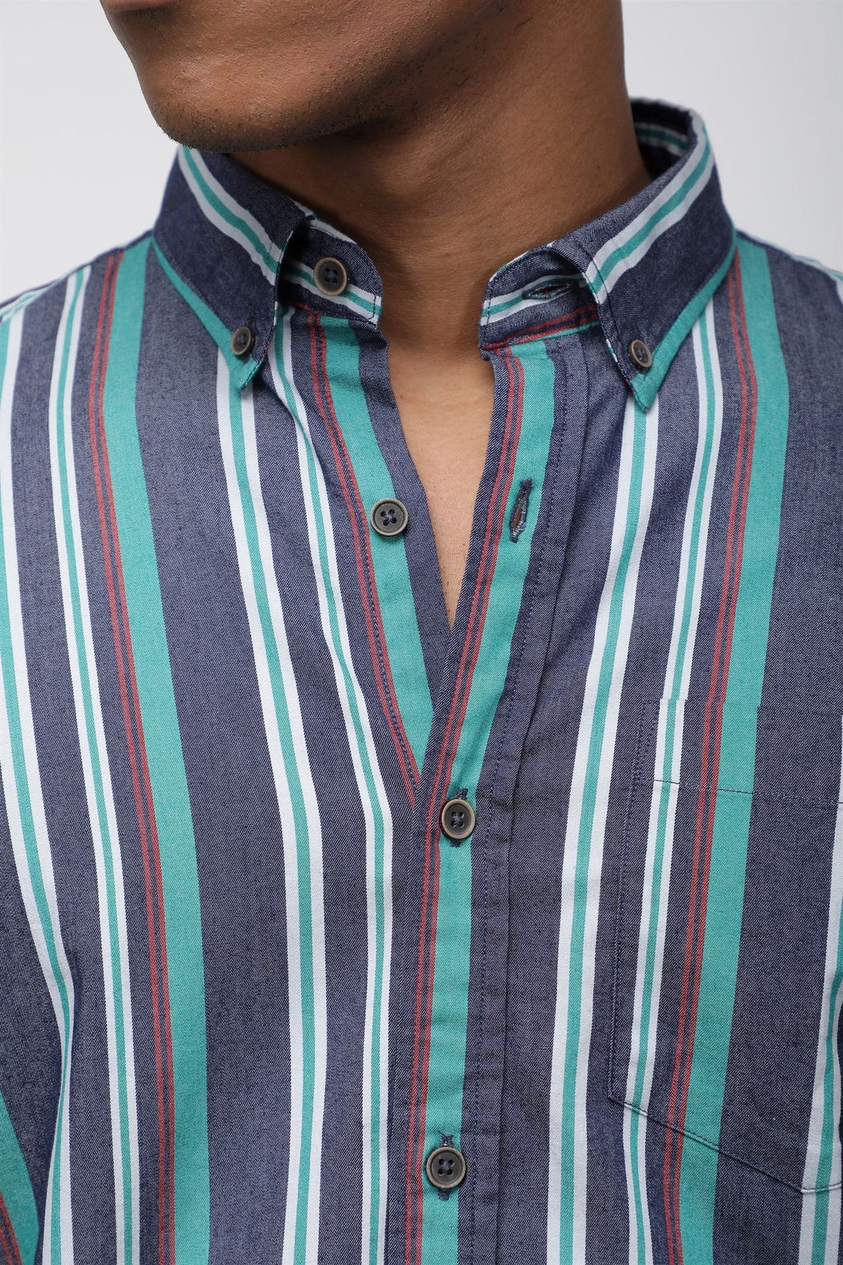 Bare Brown Multi Stripe Shirt Navy Blue