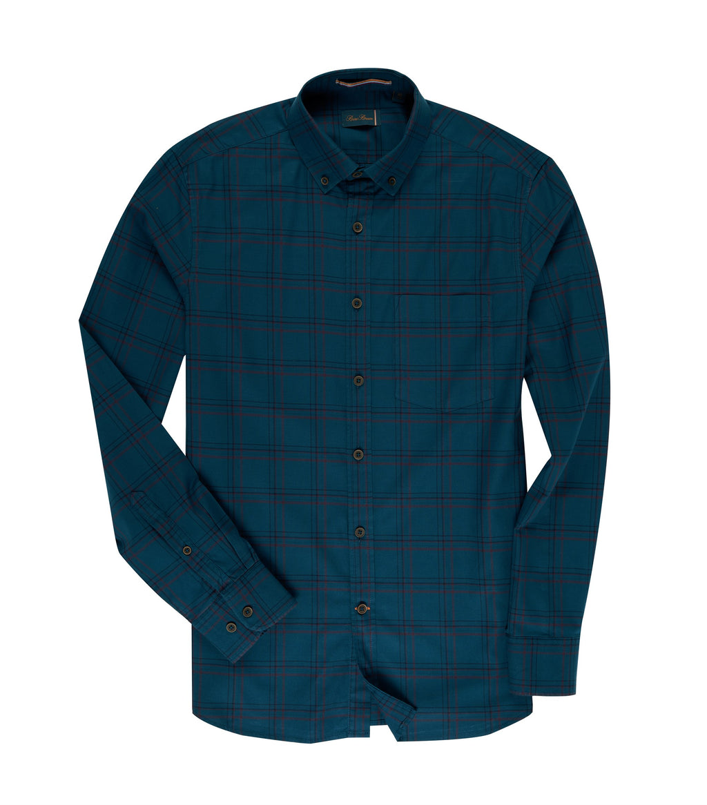 Bare Brown Classic Check Long Sleeve Shirt – Dark Teal