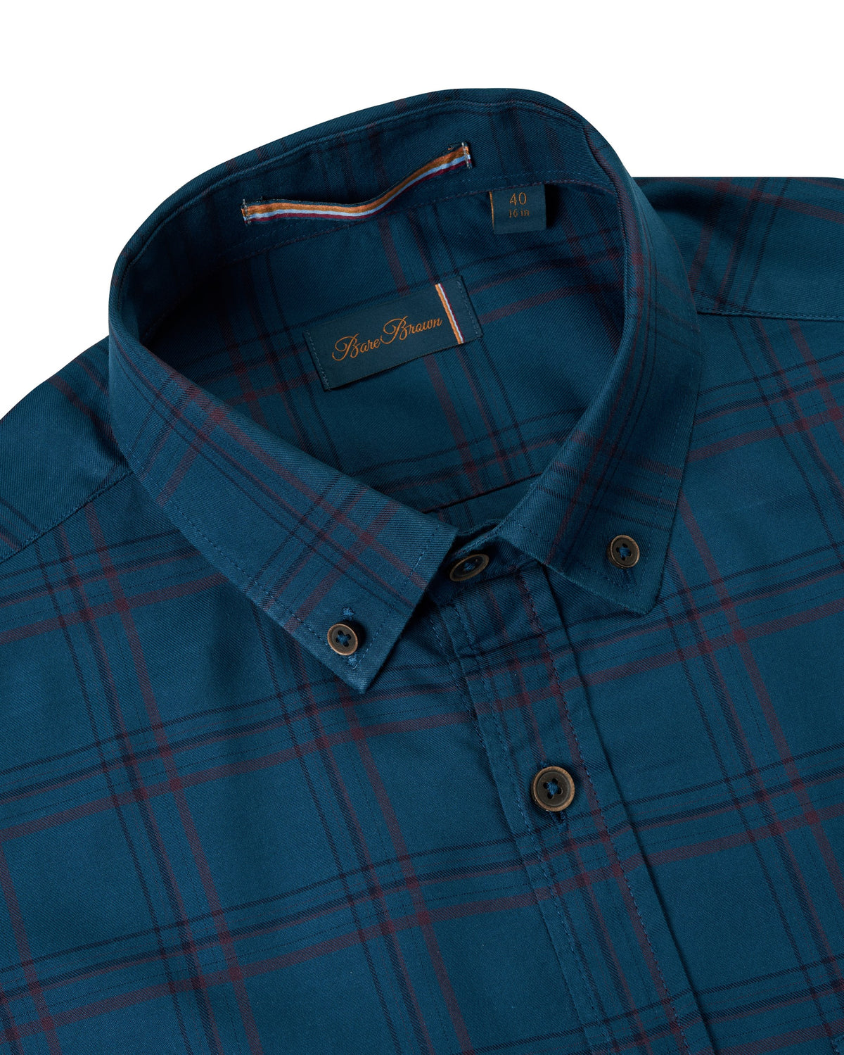 Bare Brown Classic Check Long Sleeve Shirt – Dark Teal