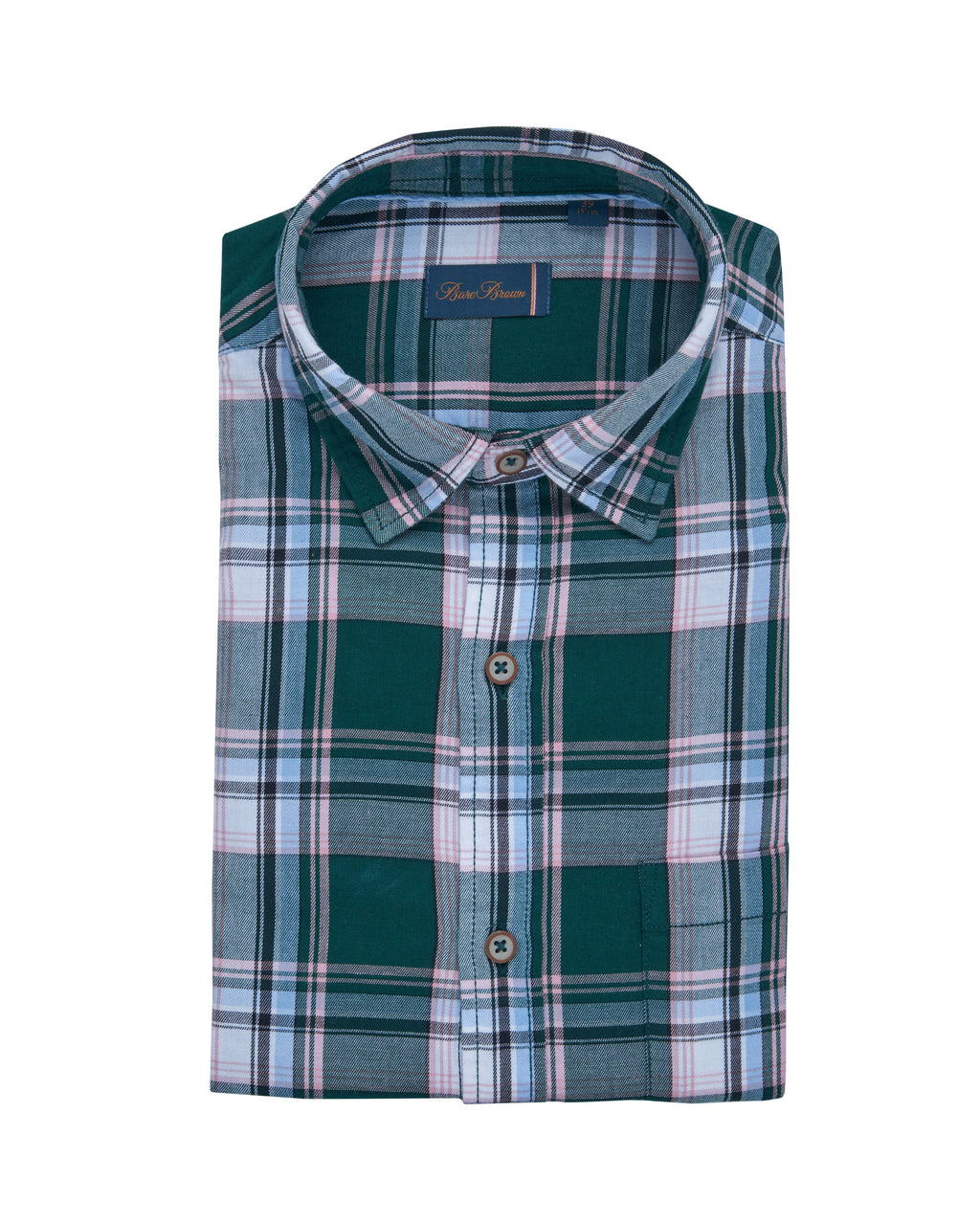 Bare Brown Tartan Plaid Long Sleeve Cotton Shirt – Teal & Pink