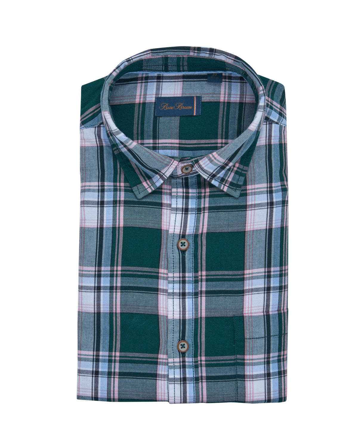 Bare Brown Tartan Plaid Long Sleeve Cotton Shirt – Teal & Pink
