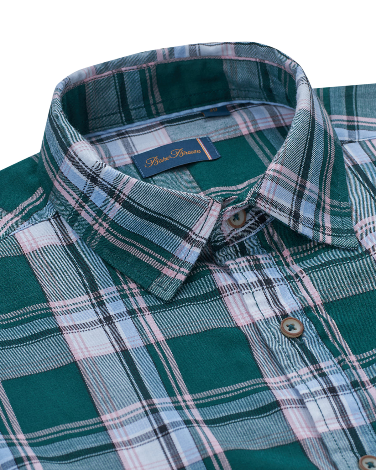 Bare Brown Tartan Plaid Long Sleeve Cotton Shirt – Teal & Pink