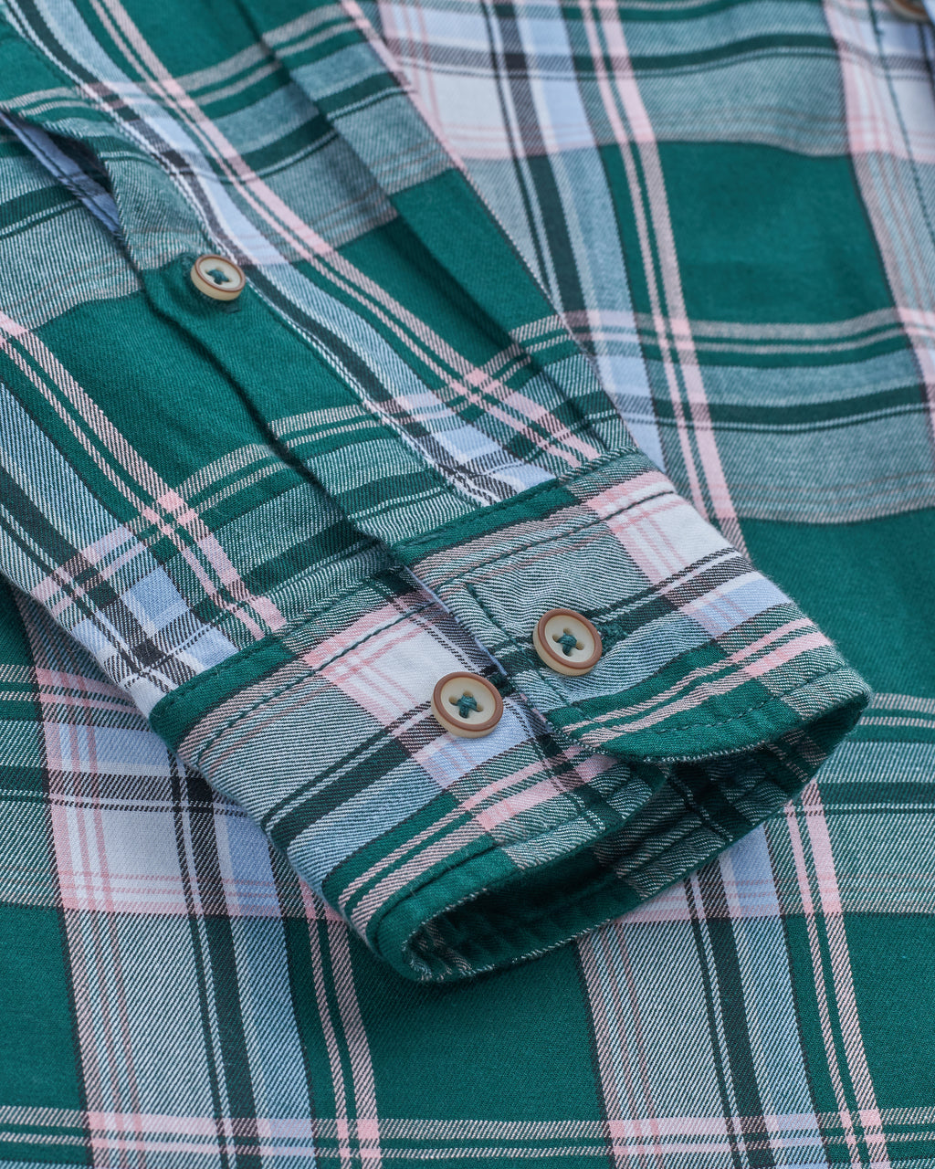 Bare Brown Tartan Plaid Long Sleeve Cotton Shirt – Teal & Pink