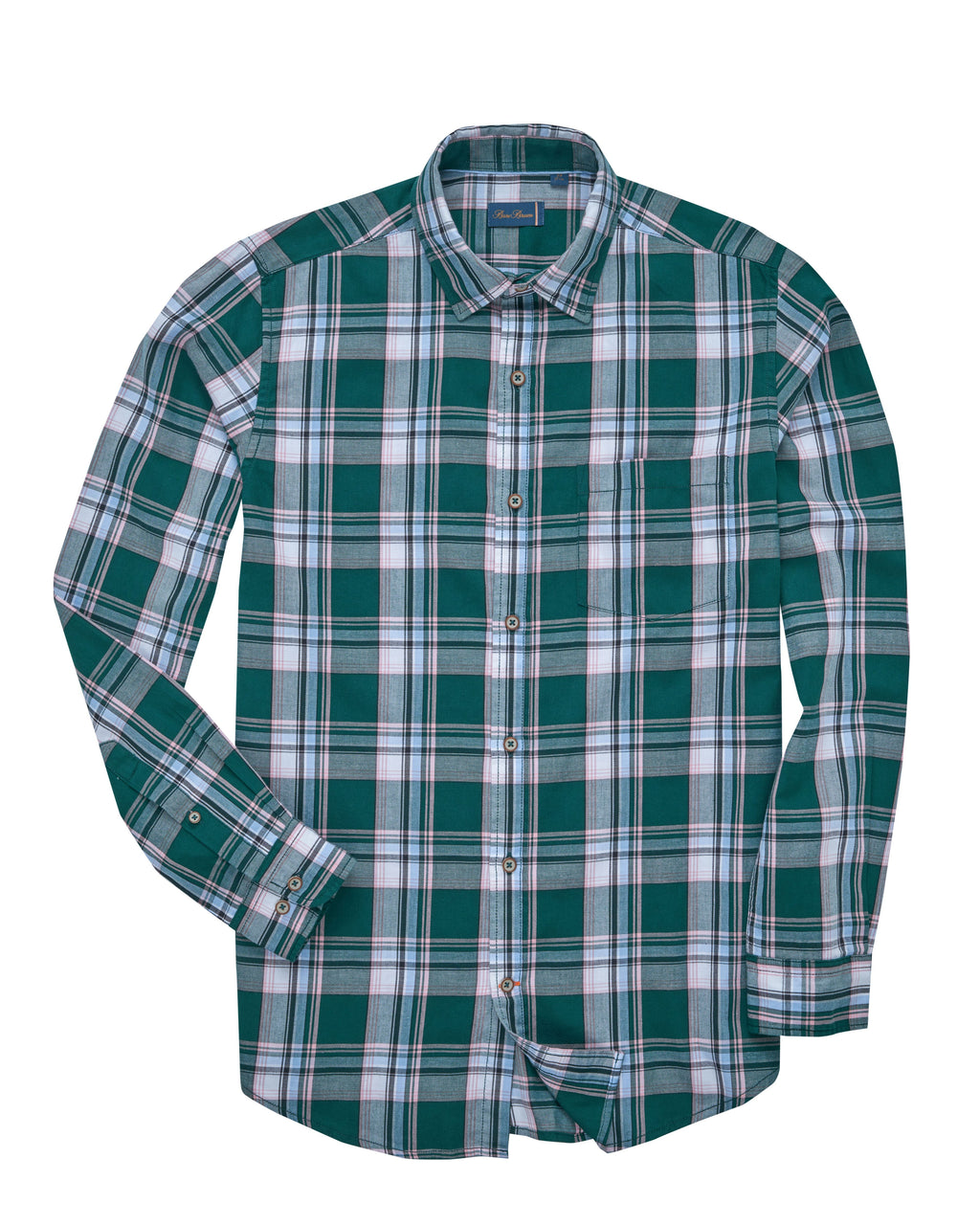 Bare Brown Tartan Plaid Long Sleeve Cotton Shirt – Teal & Pink