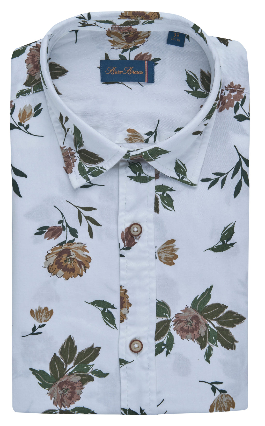 Bare Brown Vintage Floral Print Long Sleeve Cotton Shirt