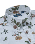 Bare Brown White Floral Print Cotton Shirt
