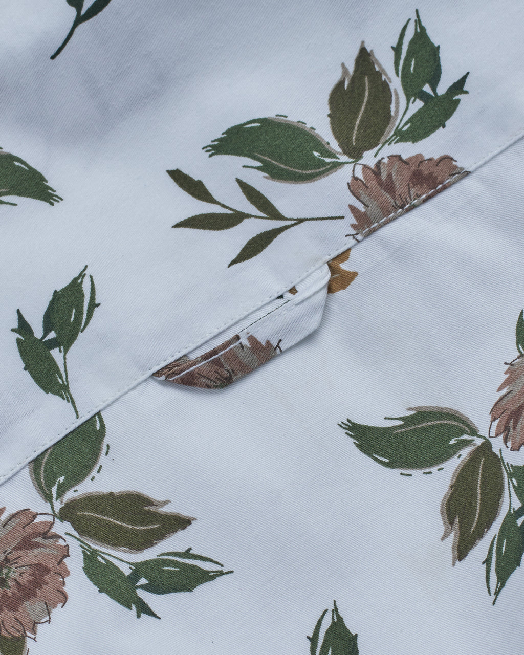 Bare Brown White Floral Print Cotton Shirt