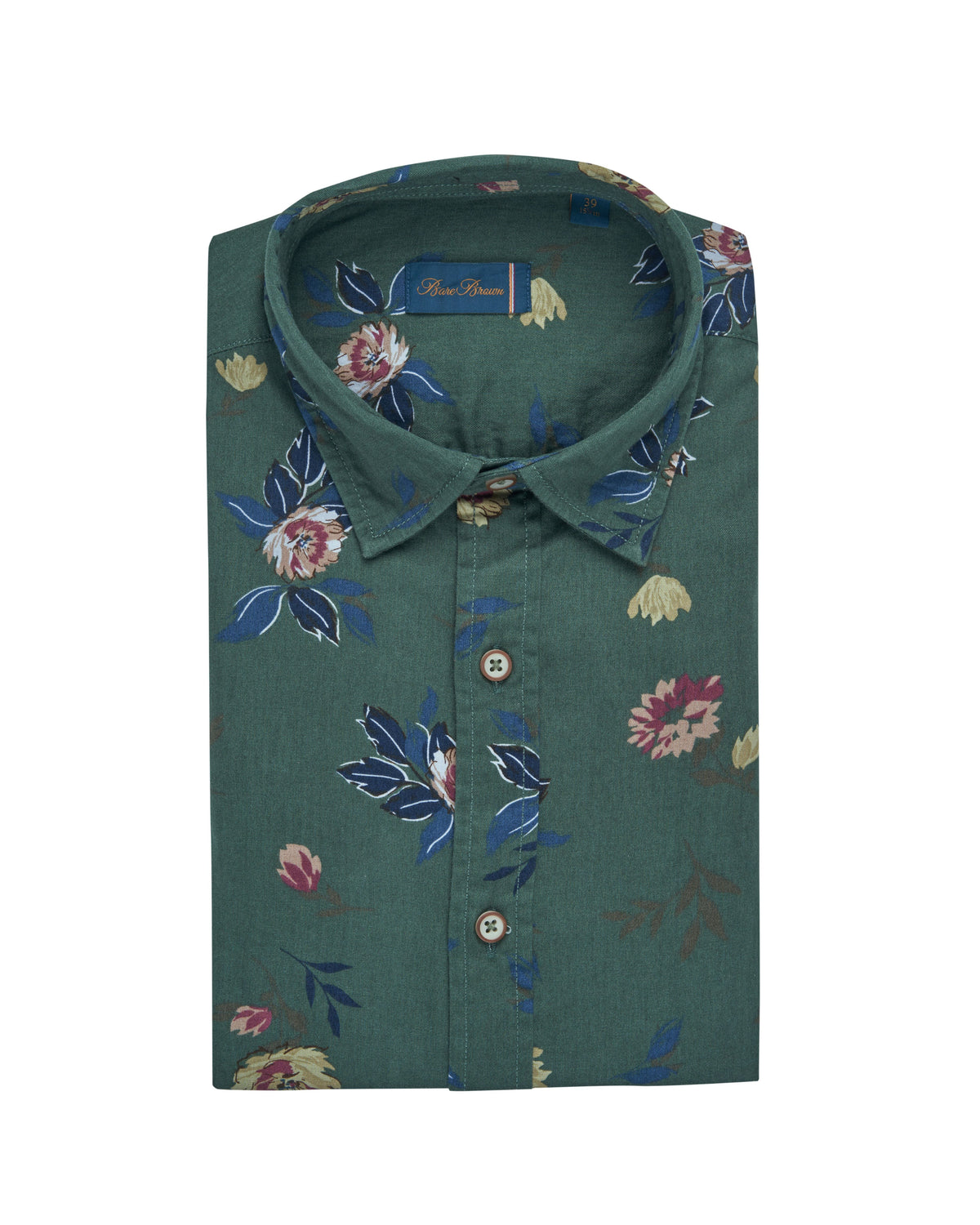 Bare Brown Vintage Floral Print Long Sleeve Cotton Shirt – Sage Green