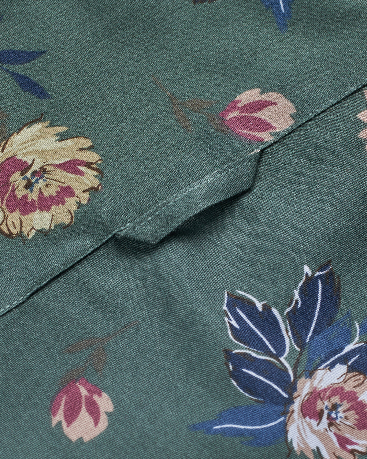 Bare Brown Vintage Floral Print Long Sleeve Cotton Shirt – Sage Green