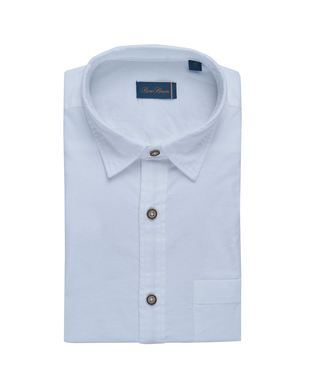 Bare Brown Solid White Formal Long Sleeve Shirt