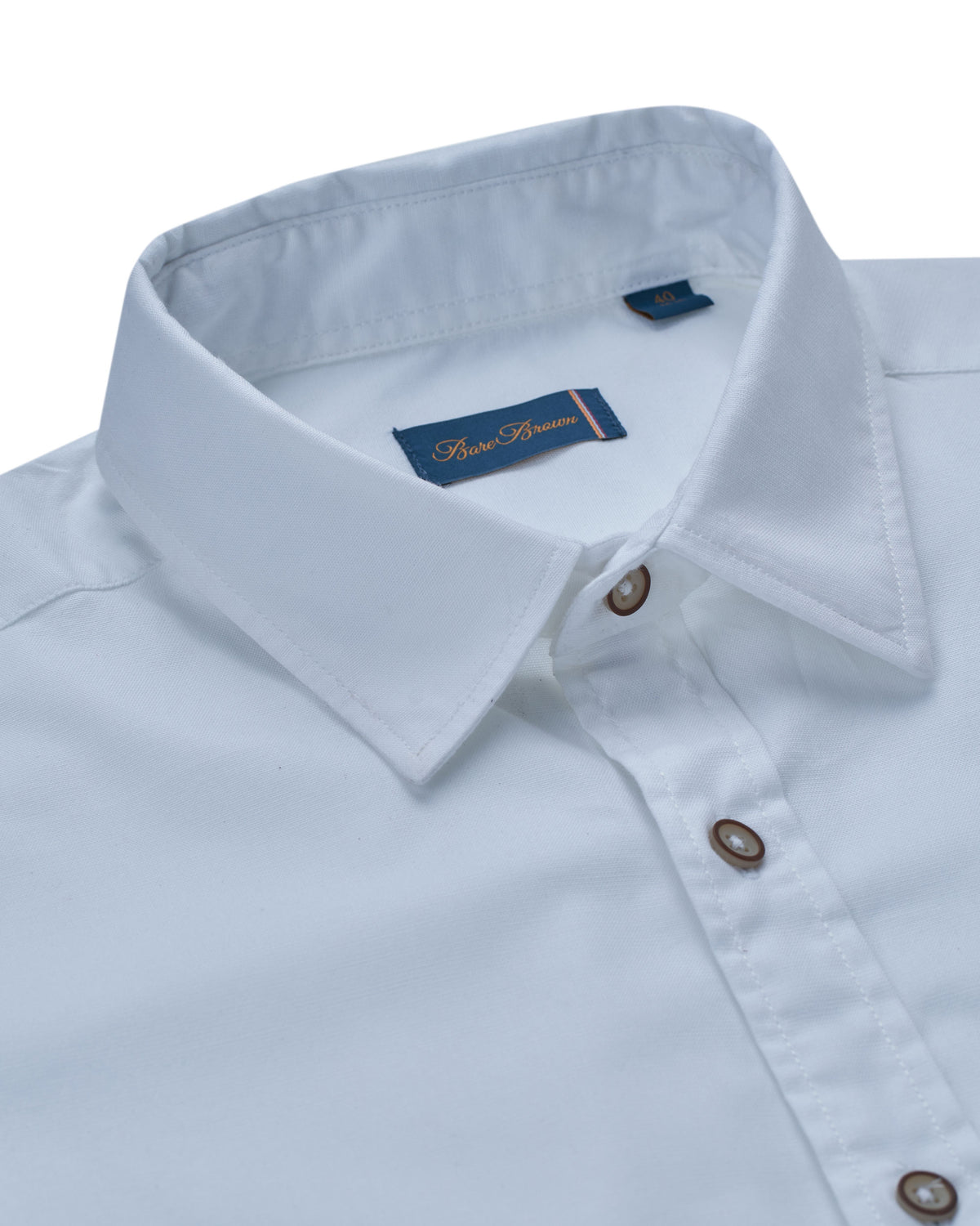 Bare Brown Solid White Formal Long Sleeve Shirt