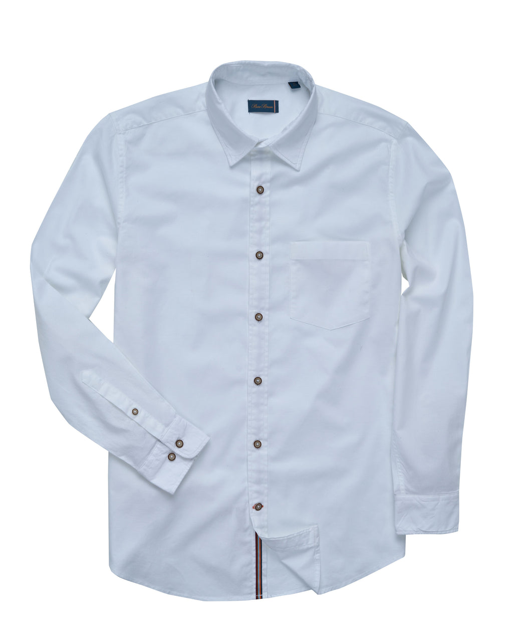 Bare Brown Solid White Formal Long Sleeve Shirt