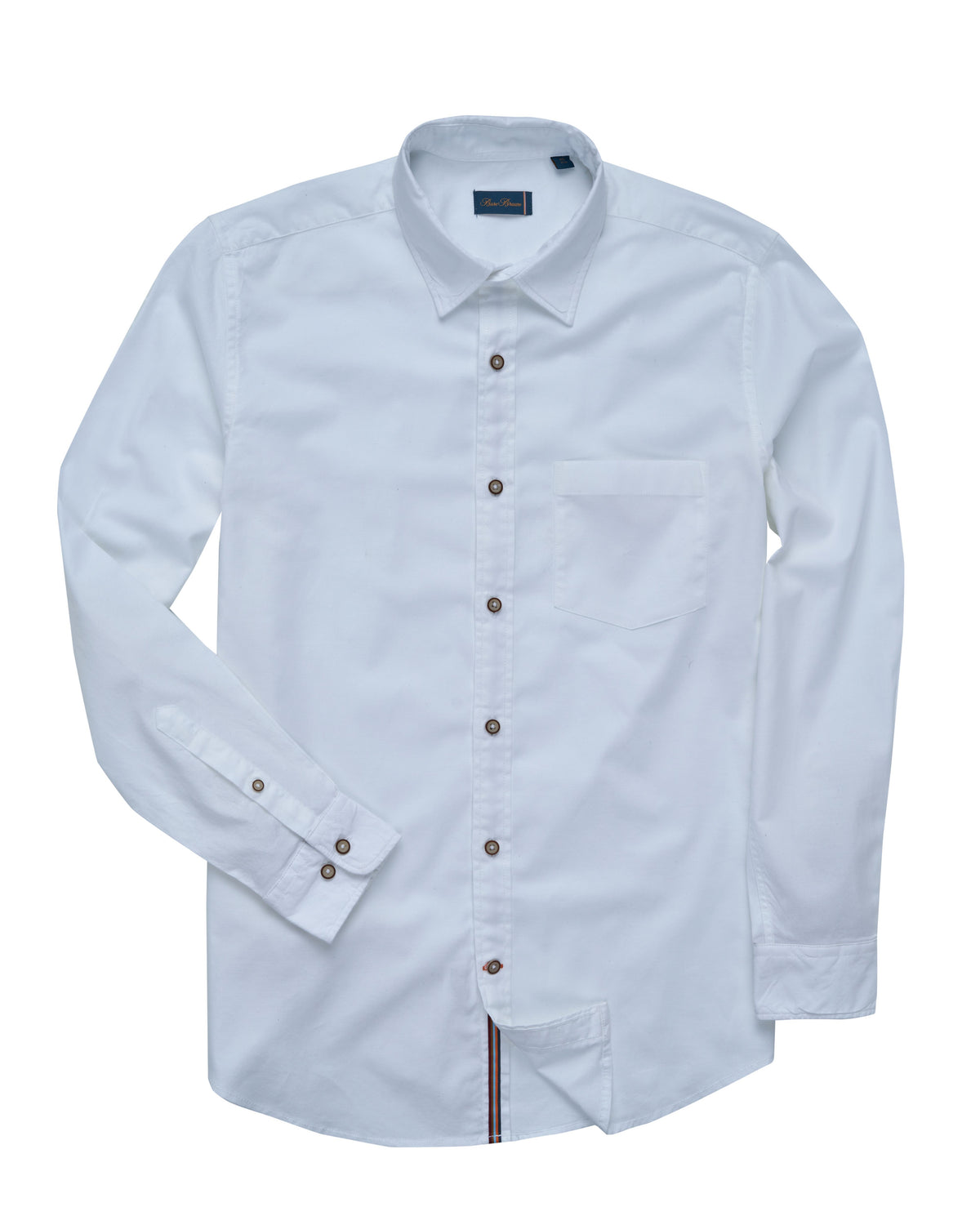 Bare Brown Solid White Formal Long Sleeve Shirt