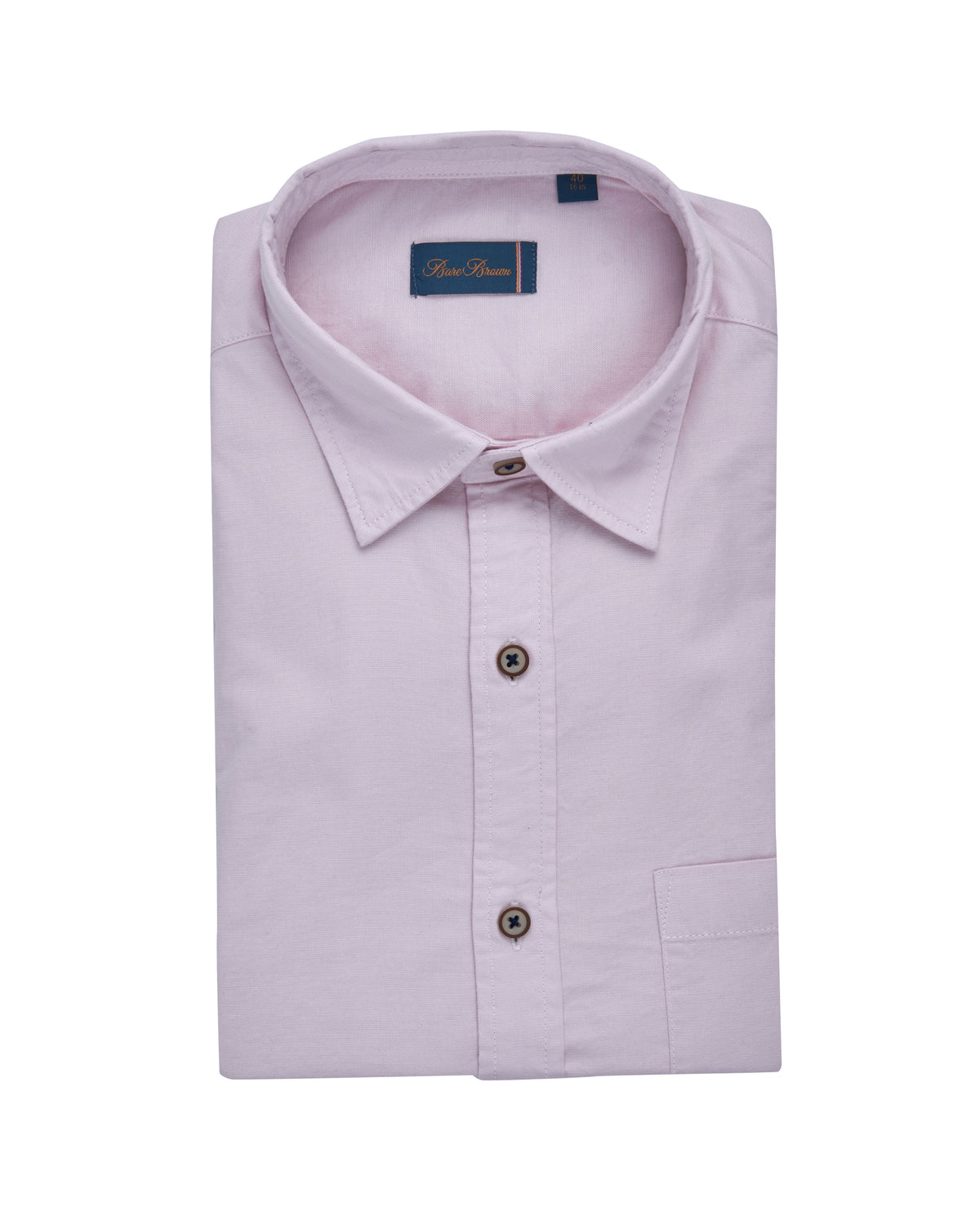 Bare Brown Solid Soft Pink Long Sleeve Shirt