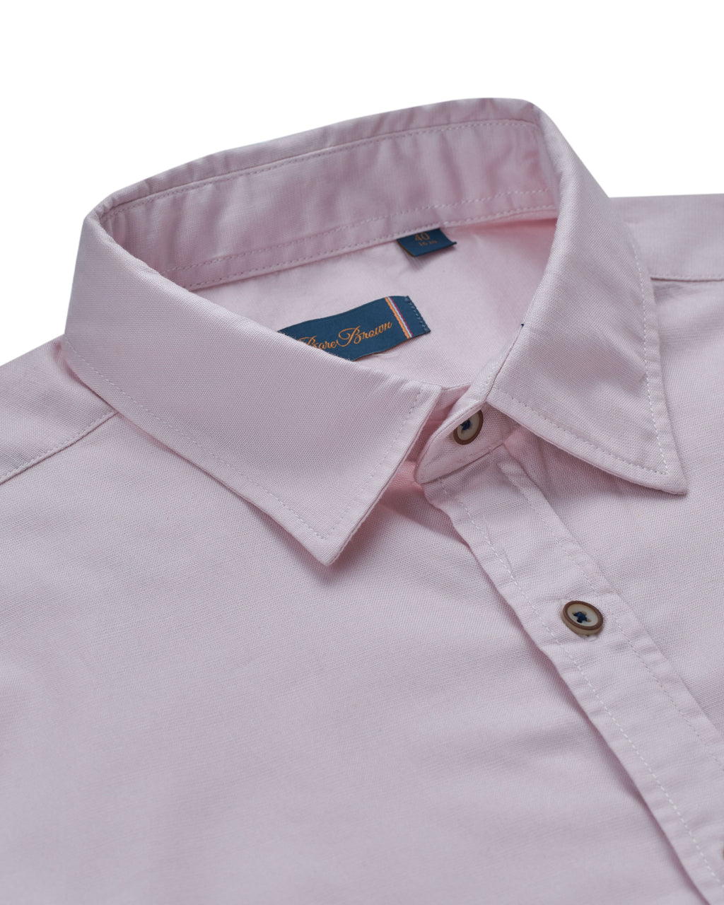 Bare Brown Solid Soft Pink Long Sleeve Shirt