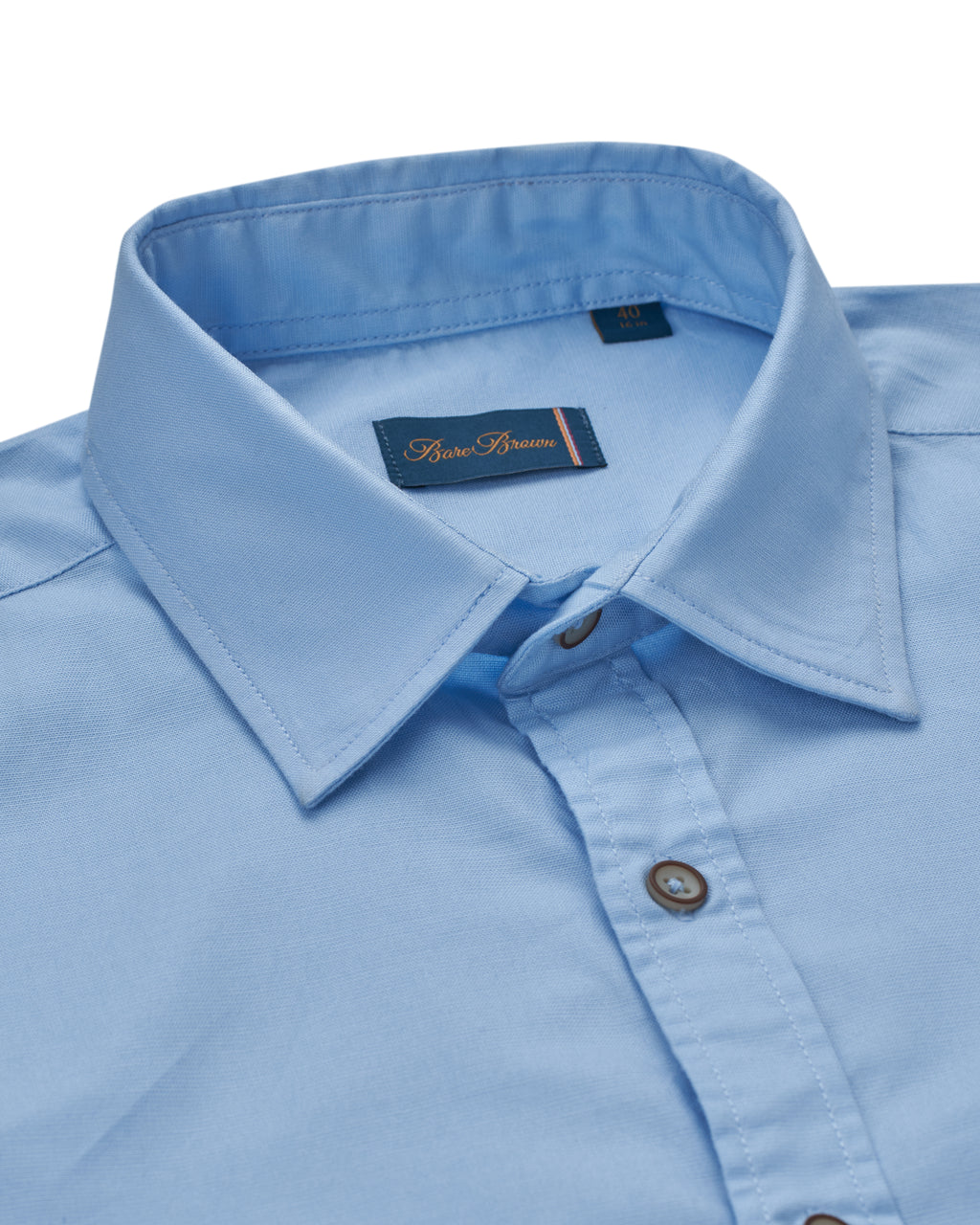 Bare Brown Solid Sky Blue Long Sleeve Shirt