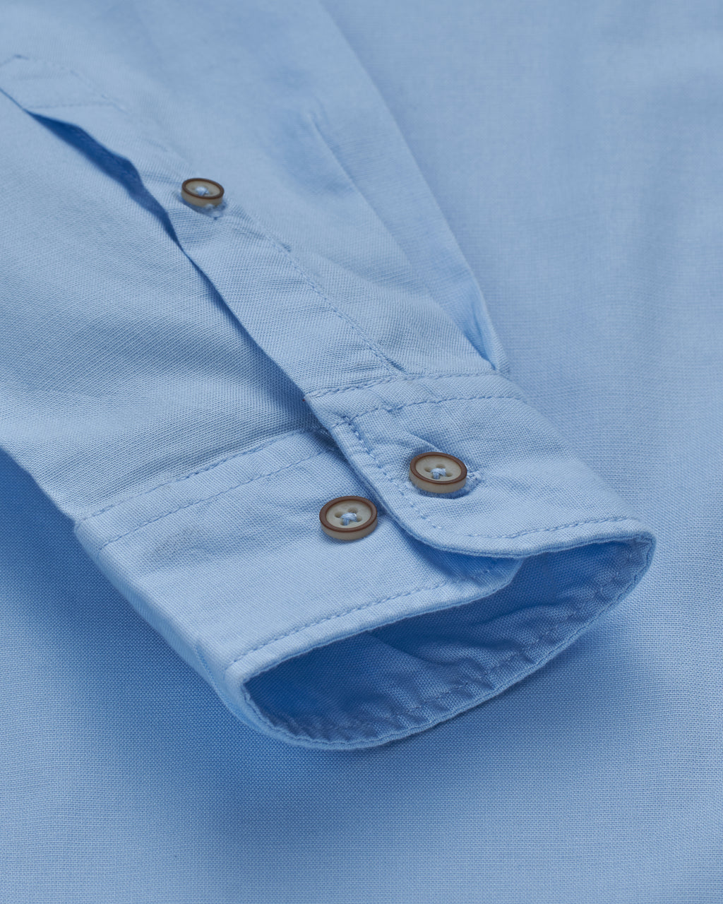 Bare Brown Solid Sky Blue Long Sleeve Shirt
