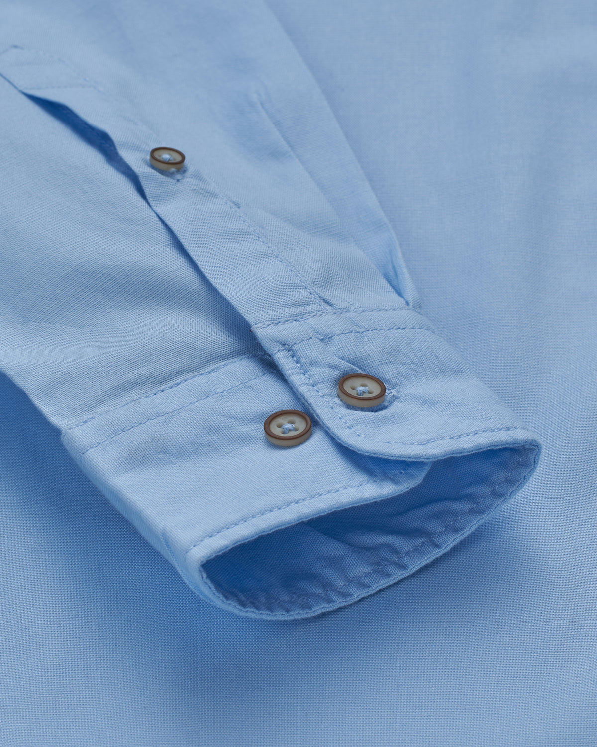Bare Brown Solid Sky Blue Long Sleeve Shirt