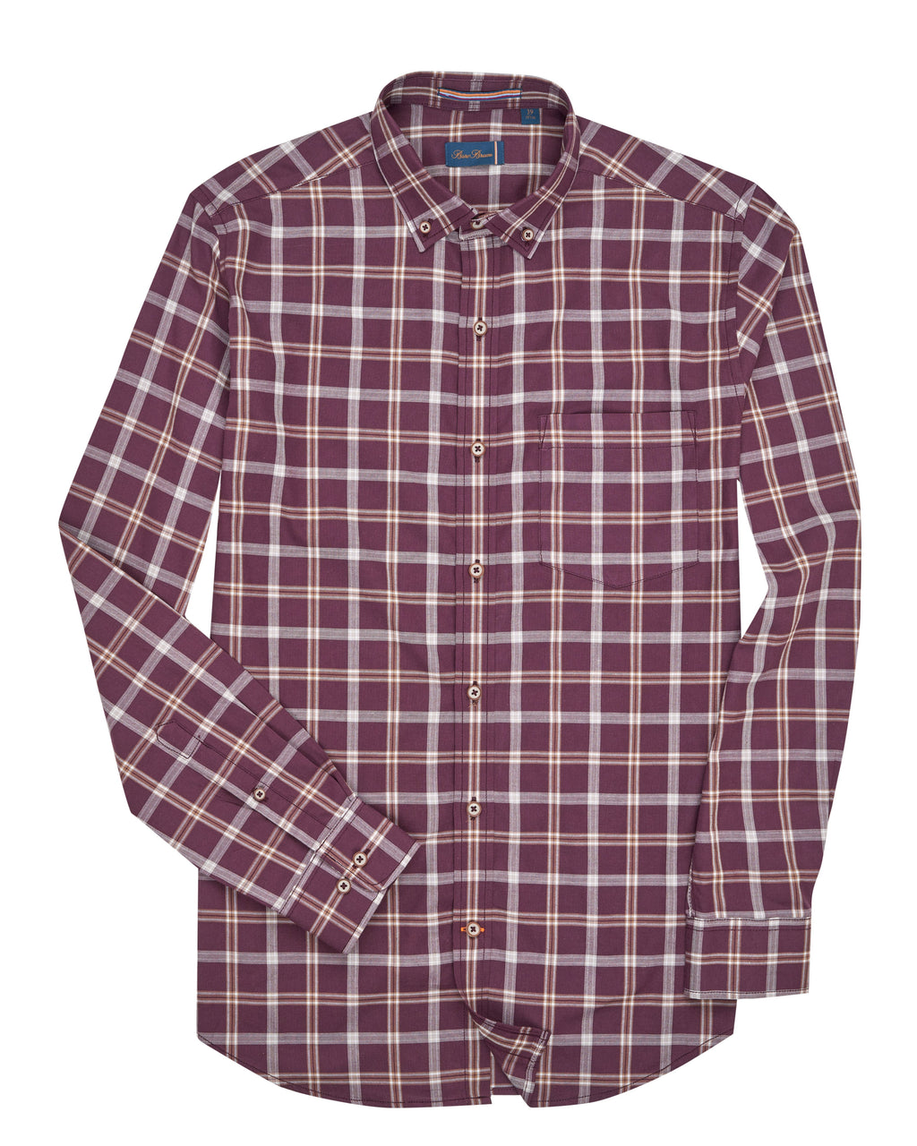 Bare Brown Maroon & Cream Checked Casual Long Sleeve Shirt