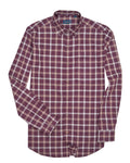 Bare Brown Maroon & Cream Checked Casual Long Sleeve Shirt