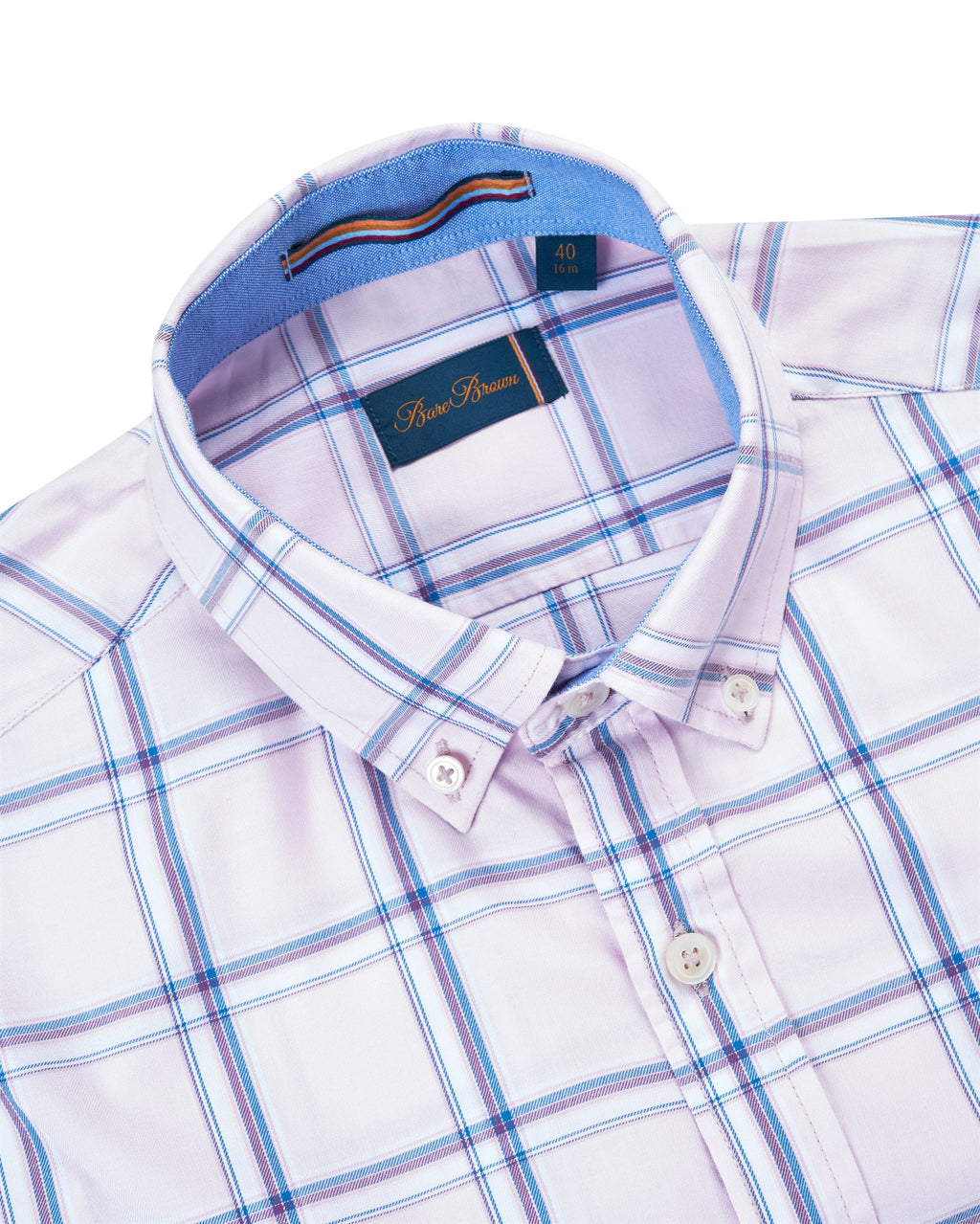 Bare Brown Men's Pink & Blue Plaid Button-Down Shirt
