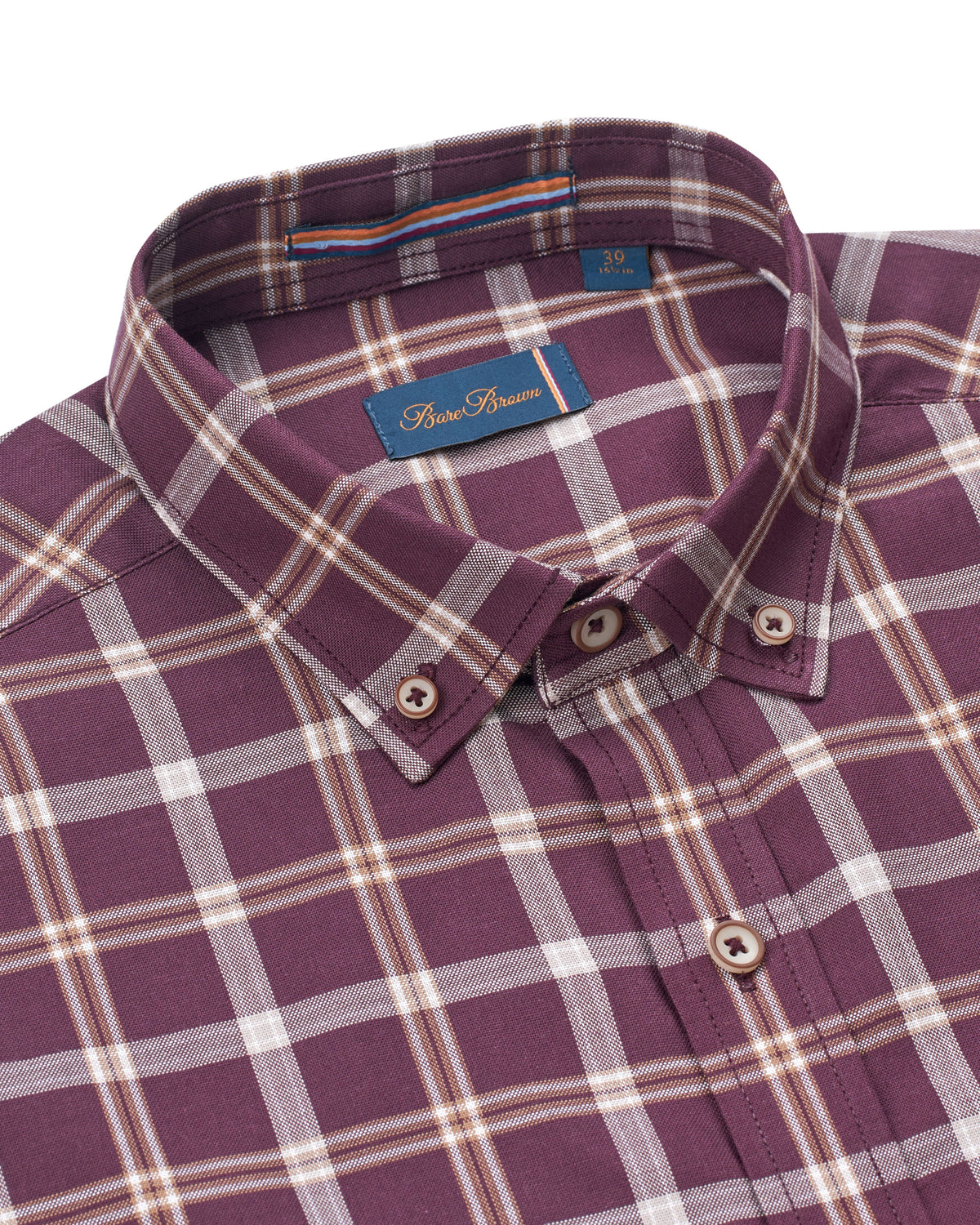 Bare Brown Maroon & Cream Checked Casual Long Sleeve Shirt