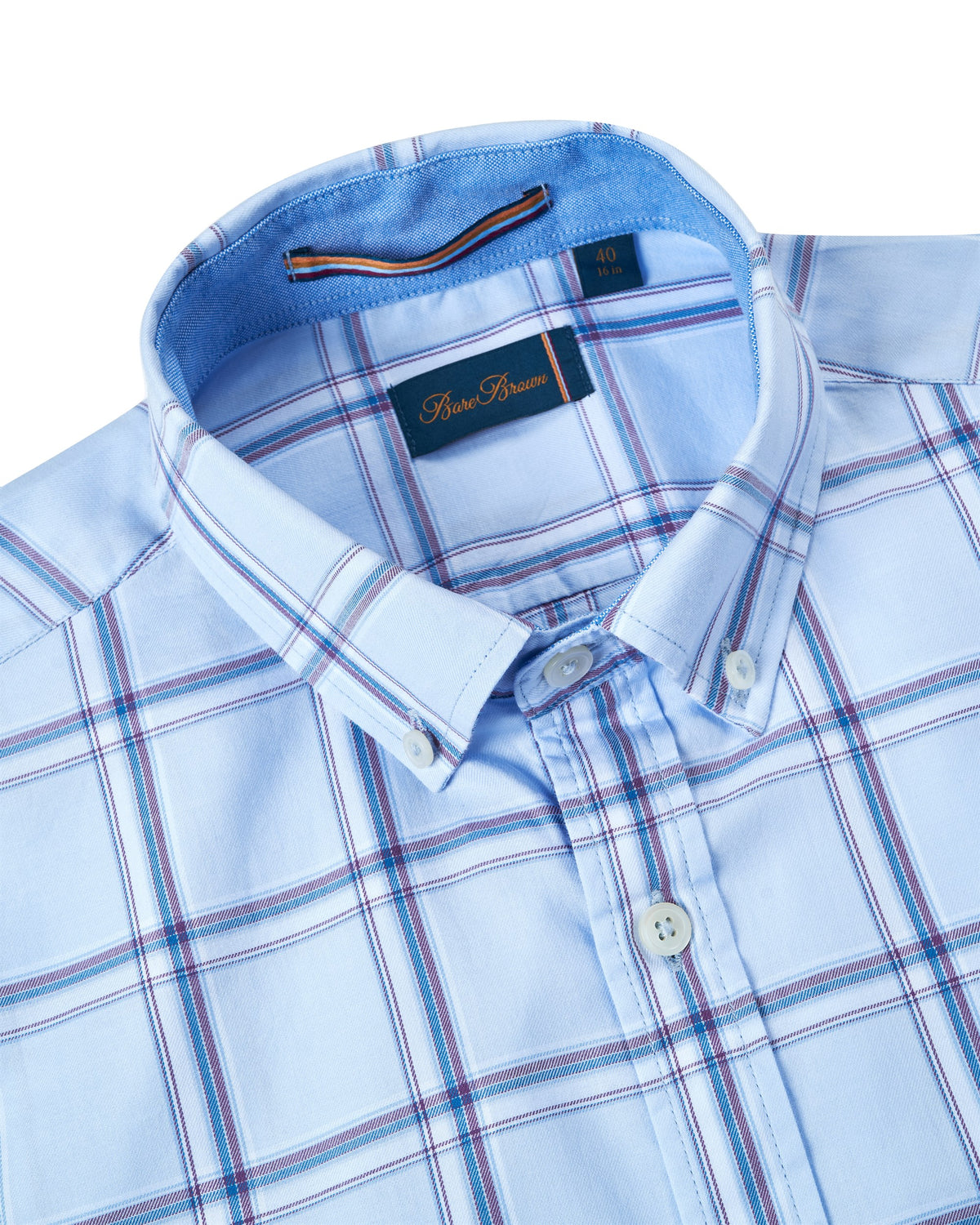 Bare Brown Classic Check Long Sleeve Shirt Light Blue