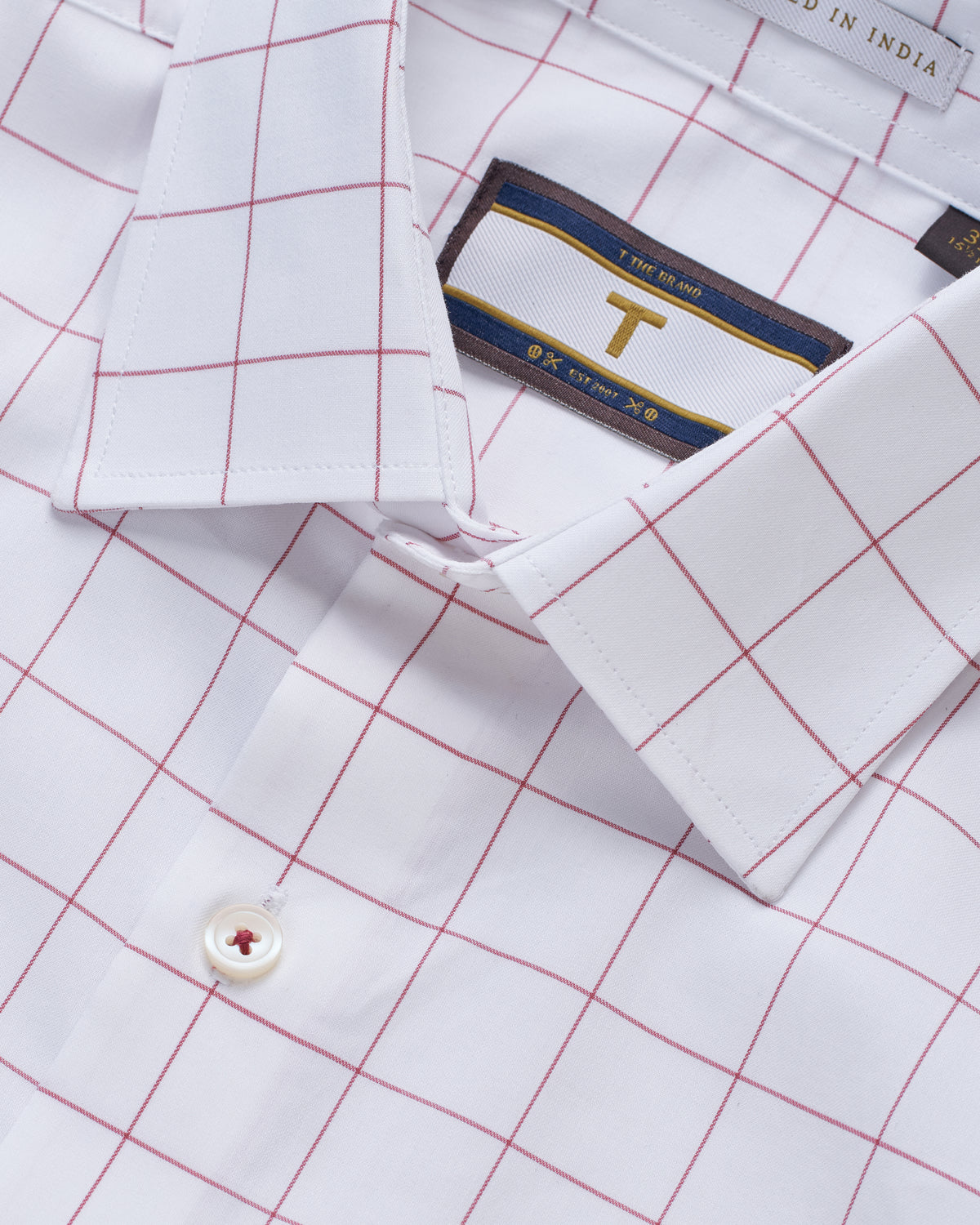 Bare Brown Check Cotton Long Sleeve Shirt – White & Red