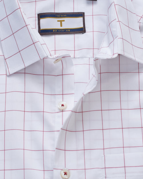 Bare Brown Check Cotton Long Sleeve Shirt – White & Red