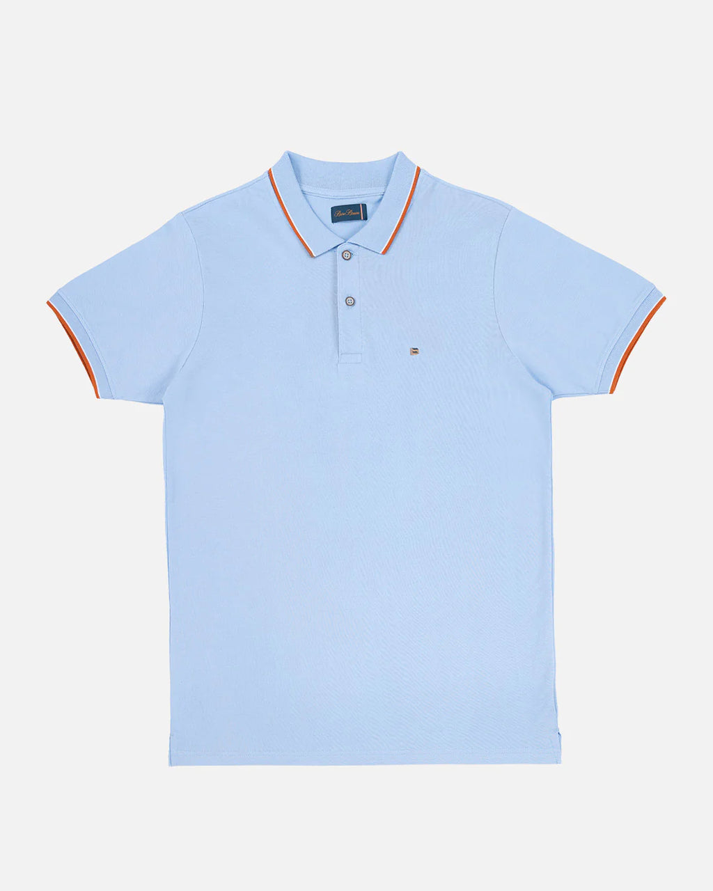 Bare Brown Light Blue Slim Fit Lightweight Polo T-Shirt with Double Tipping