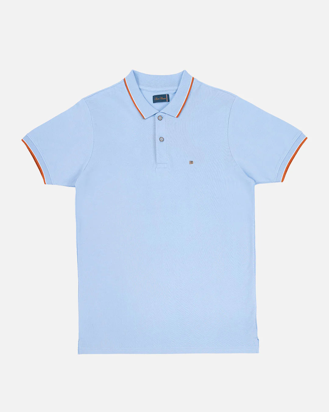 Bare Brown Light Blue Slim Fit Lightweight Polo T-Shirt with Double Tipping