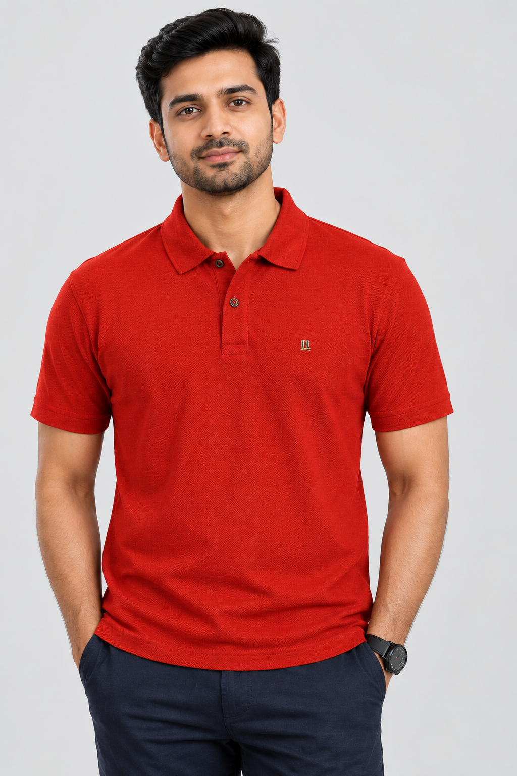 Mr. Brown Red Slim Fit Lightweight Polo T-Shirt