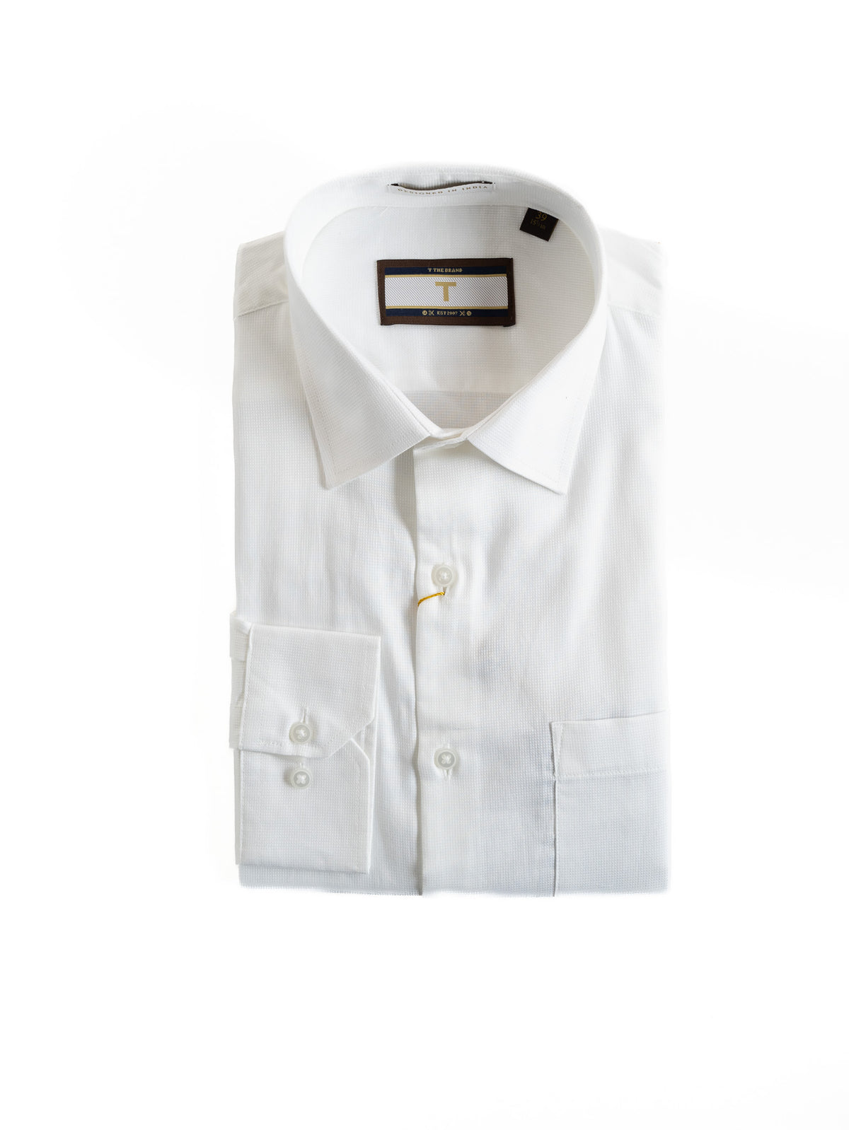 Bare Brown long sleeve classic white micro-texture shirt