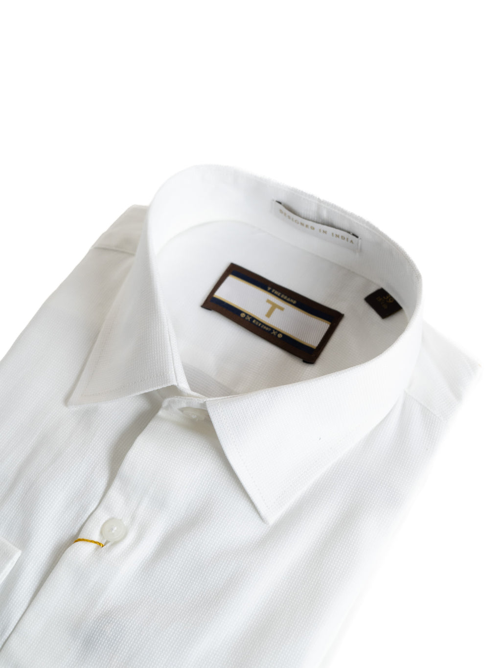 Bare Brown long sleeve classic white micro-texture shirt