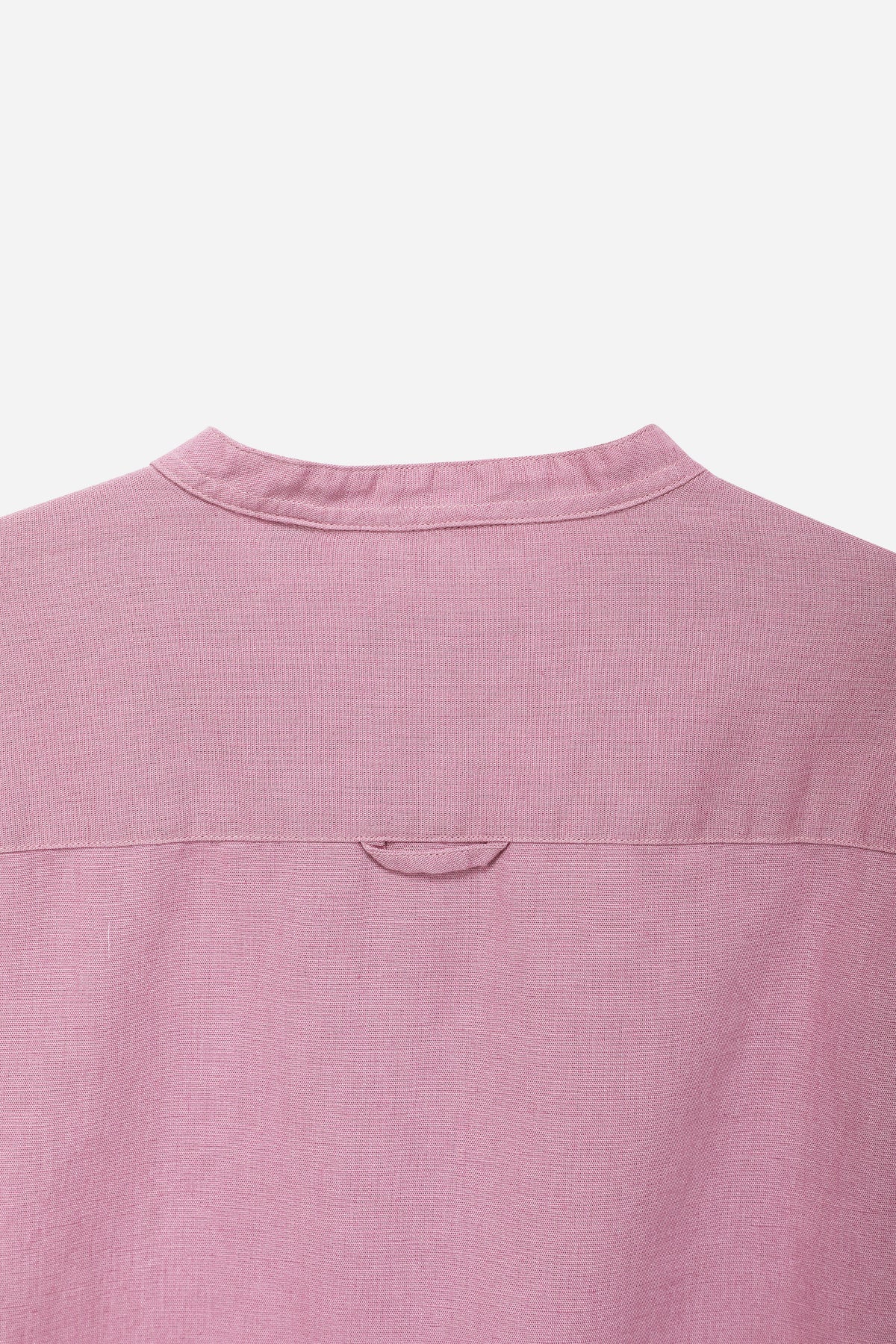 Bare Brown Grandad Collar Long Sleeve Shirt – Dusty Pink