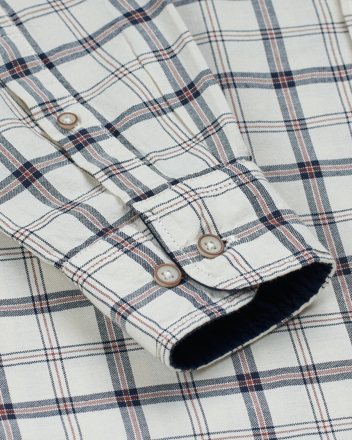 Bare Brown Off-White & Navy Plaid Casual Shirt