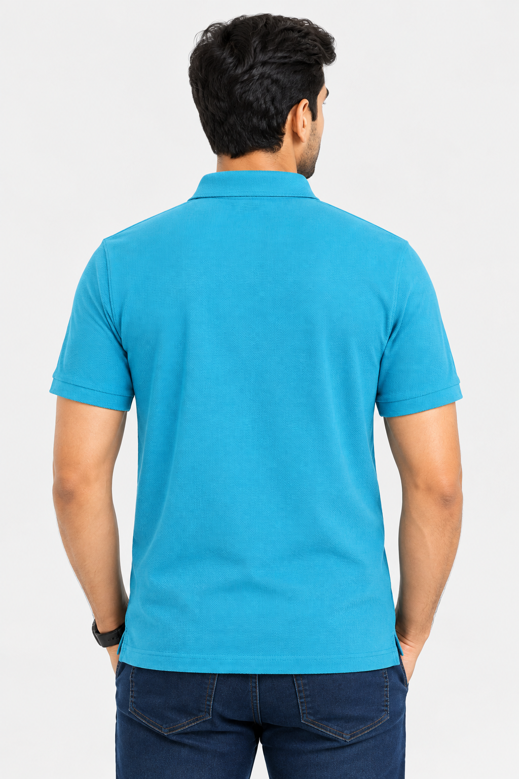 Mr. Brown Ocean Blue Slim Fit Lightweight Polo T-Shirt