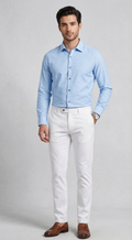 Bare Brown Solid Sky Blue Long Sleeve Shirt